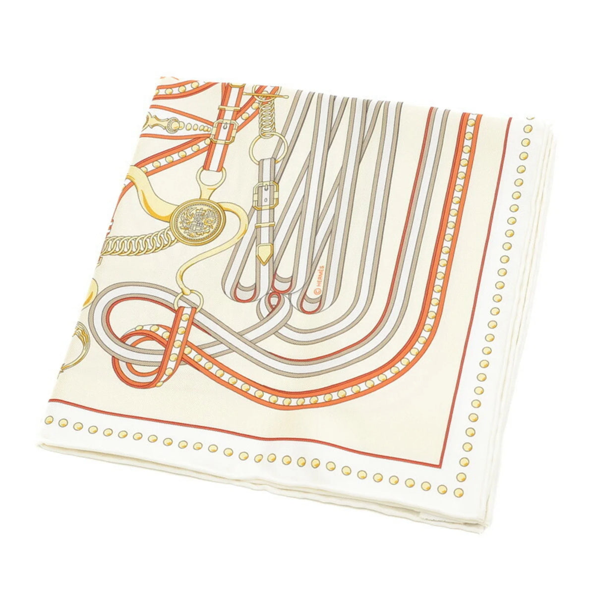 Cream Orange New) White (Like Carre 45 Grand Hermes Gavroche Pre-Owned Scarf Tralala