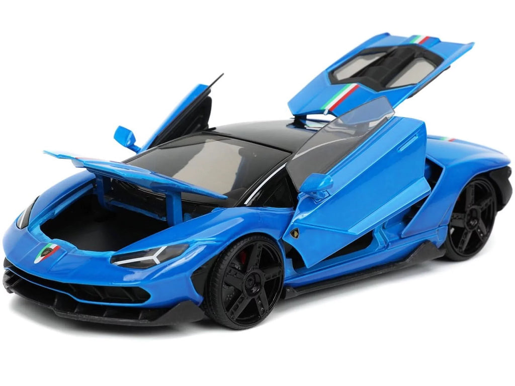 Centenario "Hyper-Spec" 1/24 Top with Stripes Jada Model Black by Series Car with Lamborghini Blue Diecast
