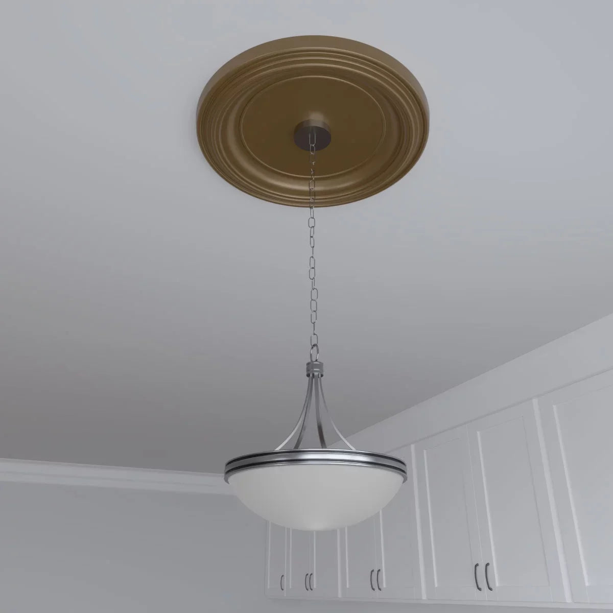 22"OD x PVC 1/2"), 3 up Traditional Canopies (Fits Ekena 1/2"P x 13 Ceiling Thermoformed Medallion 1/2"ID Gold 1 to Metallic Rush Millwork