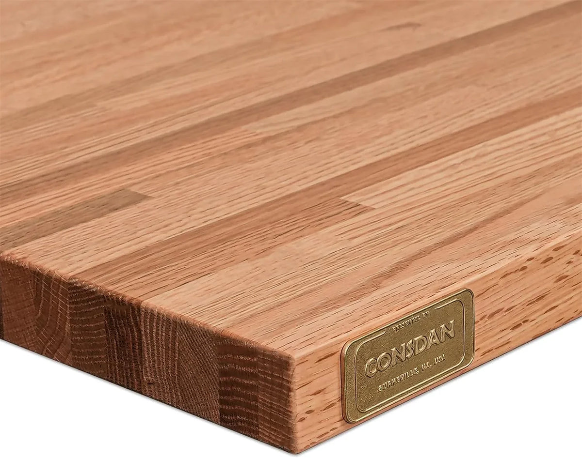 Slabs Prefinished Oak For Thickness, Food-Safe Both Kitchen, Butcher Solid Hardwood Block Wood L With Reversible, Grown Countertop, Top, Counter Oil, W 1.5" 84" Side 25" Polished, X