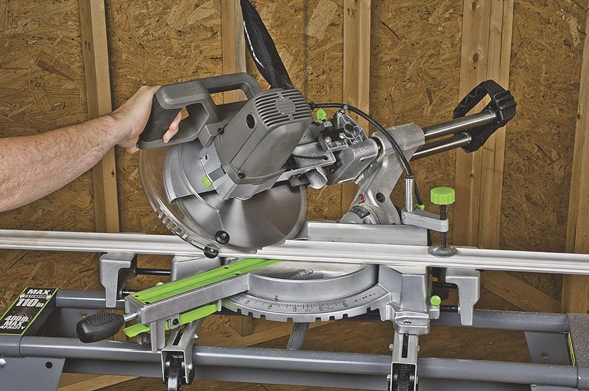 Lock, Bag, Wings, Carbide-Tipped Amp 15 60T Brake, Extension and Electric Blade 10" Dust with Laser Light, Saw Genesis Compound Miter Spindle Sliding GMSDR1015LC