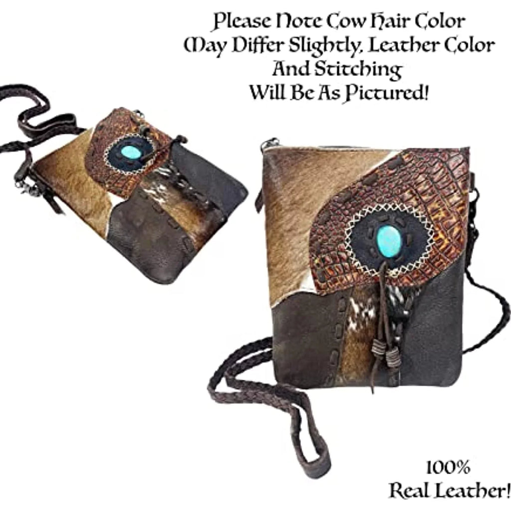 (Dark Crossbody Western Hand Purse Handbag Tote Teal Cowhair Tassel Bag Brown) Stitched Purses Urbalabs Stone Leather Tooled