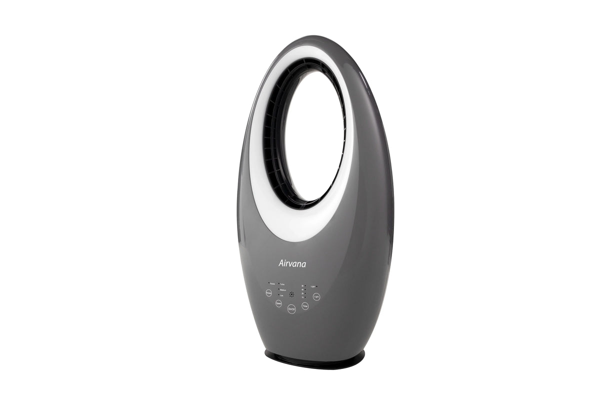Fan with AV1700FAN- Filter Airvana Remote and Gray Vortex Bladeless